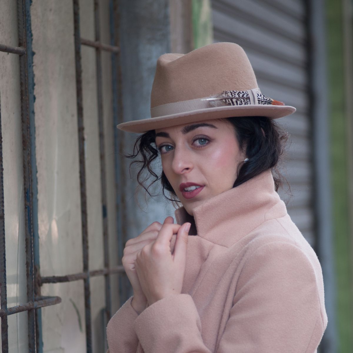 Juliette – Camel Wool Felt Trilby Hat - Image 3