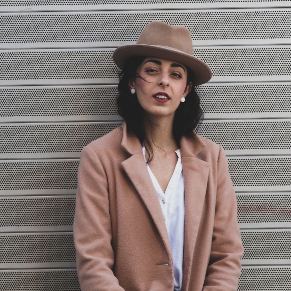 Juliette – Camel Wool Felt Trilby Hat - Image 4