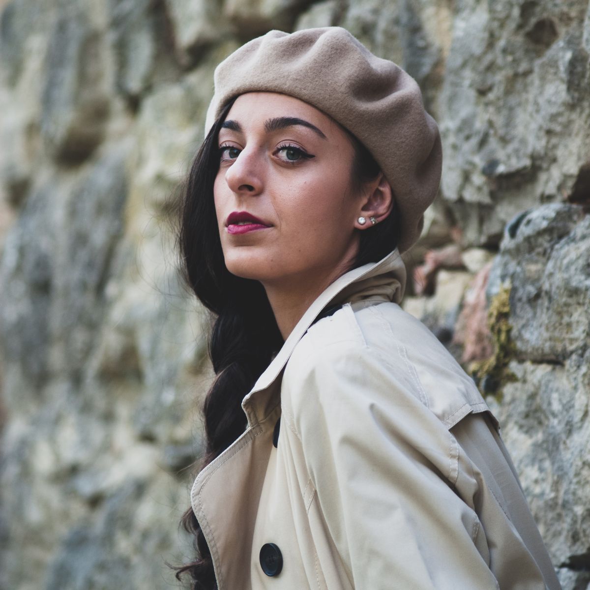 Camille – Light Brown Wool Felt Beret - Image 2
