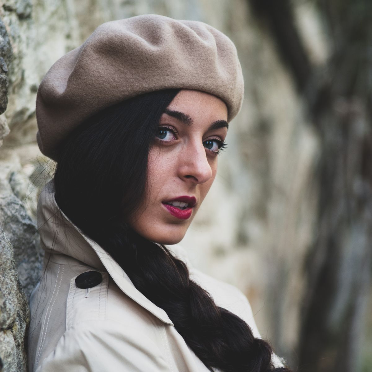 Camille – Light Brown Wool Felt Beret