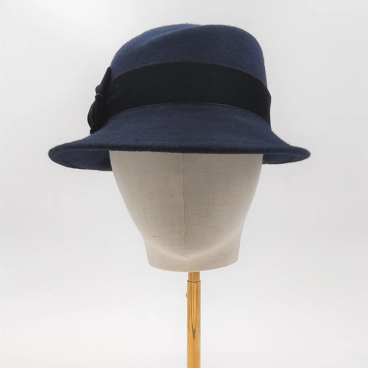 Élise – Navy Blue Wool Felt Hat - Image 3