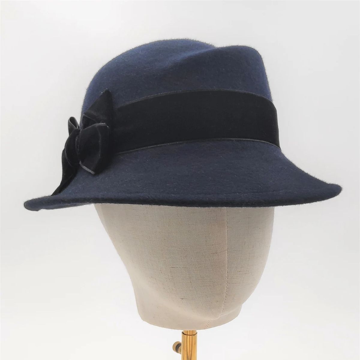 Élise – Navy Blue Wool Felt Hat - Image 4