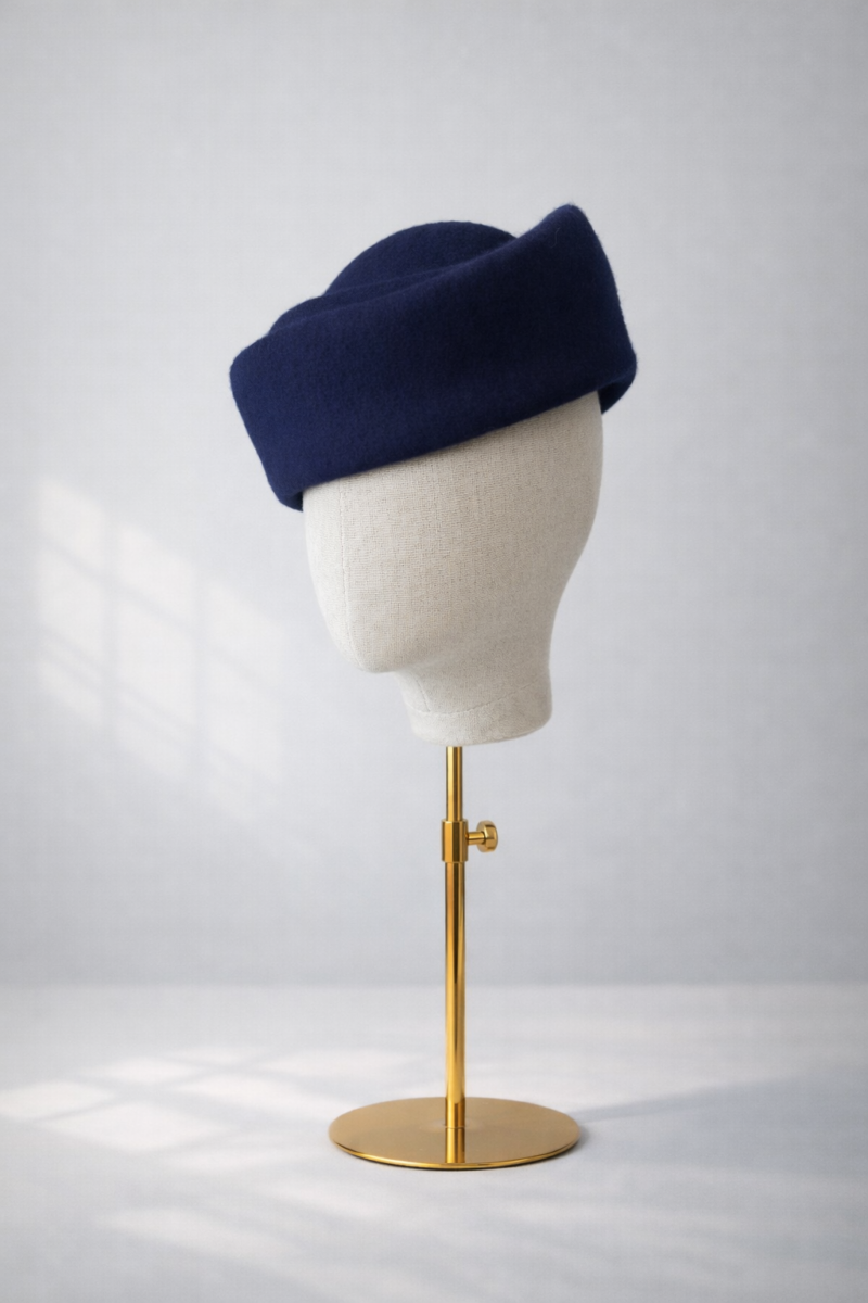 Violet — Navy Structured Felt Beret - Image 2