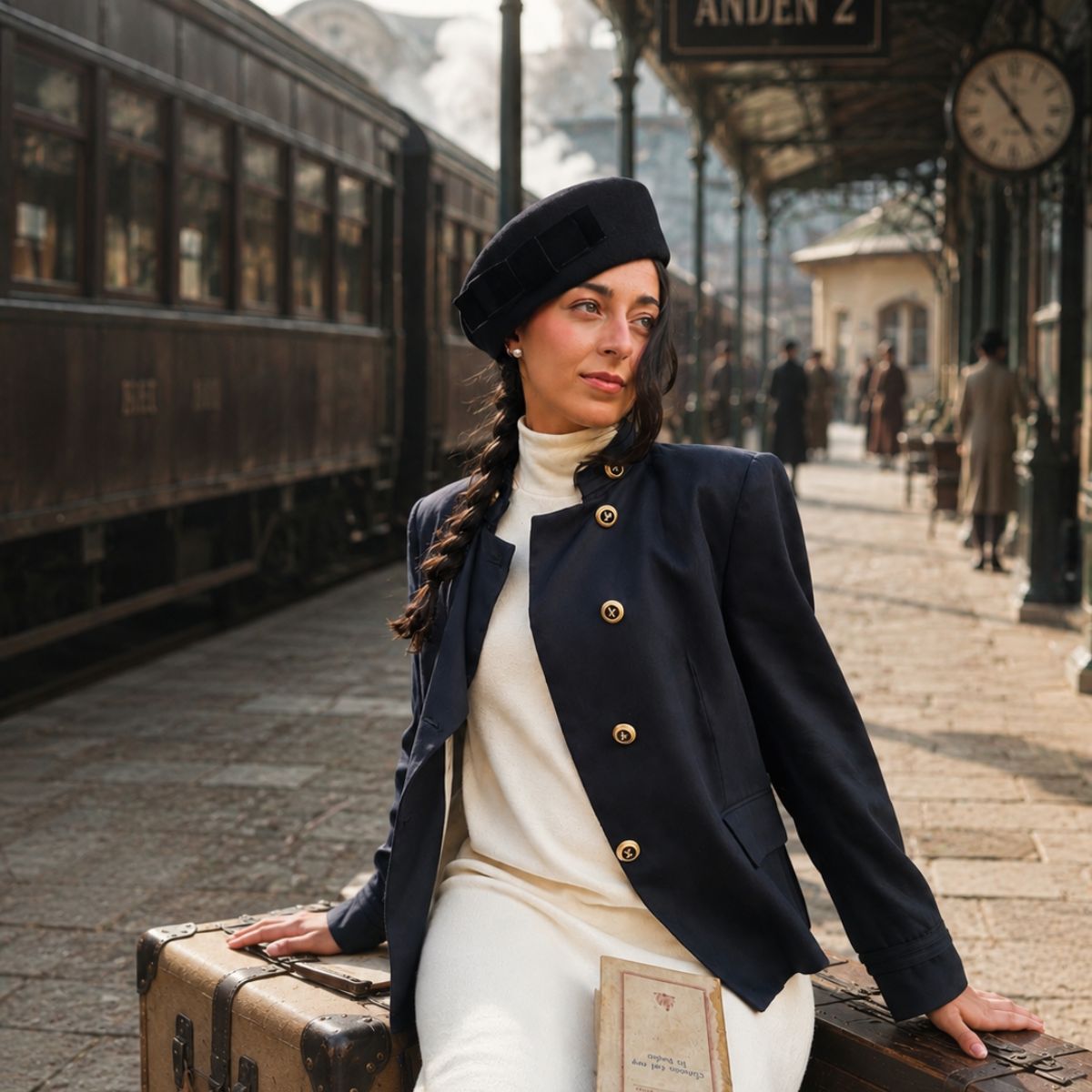 Amelie - Navy Velvet Bow Pillbox Hat